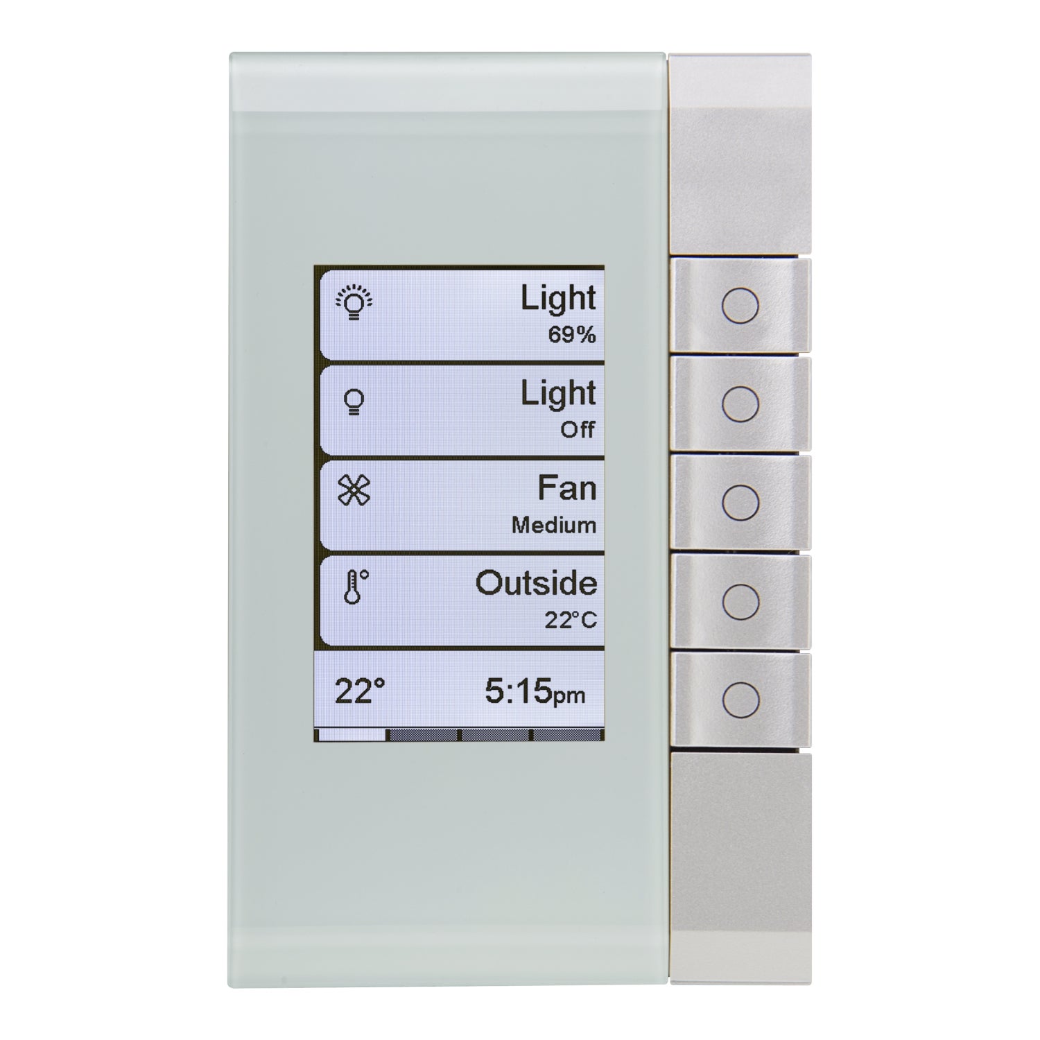 Wall Plate, C-Bus, Saturn, Enhanced Dynamic Labelling Technology, 5 keys, black grid, ocean mist