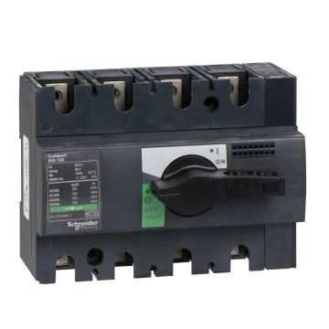 switch disconnector, Compact INS160, 160A, standard version with black rotary handle, 4 poles
