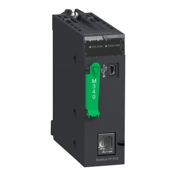 processor, Modicon M340, max 512 discrete, 128 analog IO, Modbus