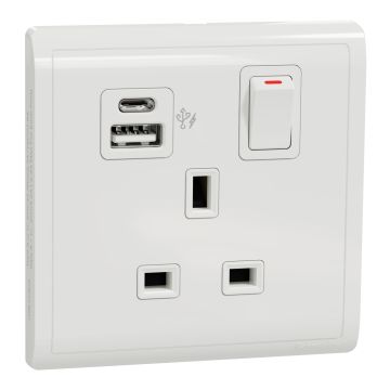 Switched socket with USB charger