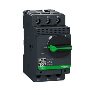 Motor circuit breaker,TeSys Deca frame 2,3P,0.4A,magnetic,rotary handle,screw clamp terminals