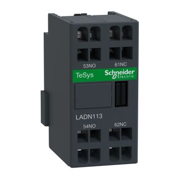 Auxiliary contact block, TeSys Deca, 1NO+1NC, front mounting, spring terminals