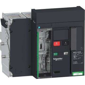 Circuit breaker frame, MasterPact MTZ1 10H3 drawout for MicroLogic X, 1000A, 66kA/415VAC (Icu), 4P