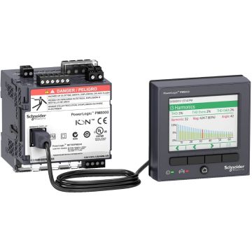 power quality meter, PowerLogic PM8000, transducer and remote display, 512 MB, 256 s/c