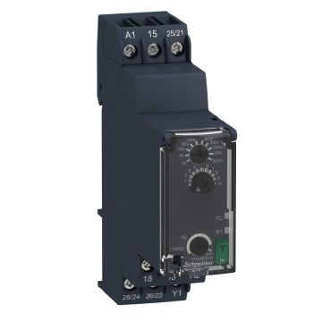 Modular timing relay, Harmony, 8A, 2CO, 0.05s…300h, on delay and off delay, 24...240V AC DC