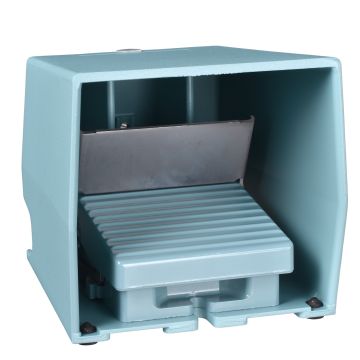 Single foot switch, Harmony XPE, metal, blue, with cover, trigger mechanism, 2 steps, 2 contacts 1NC+NO, IP66