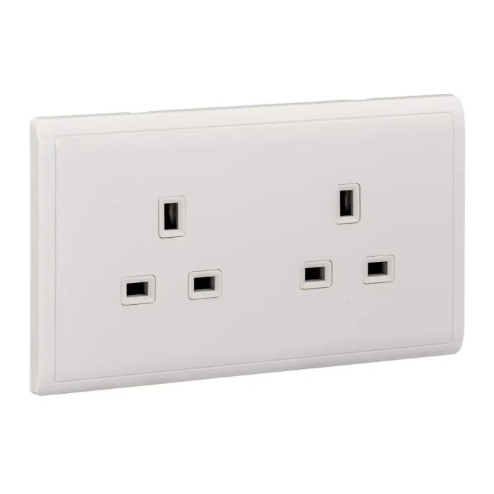 13A 250V 2Gang socket, White main product photo