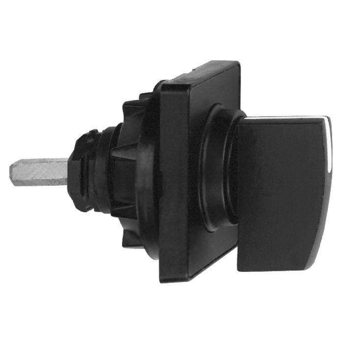 Cam switch operating head, Harmony K, 22mm, plastic, 45x45mm plate, matt black legend, marked 2-0-1, 45 degree, black handle main product photo