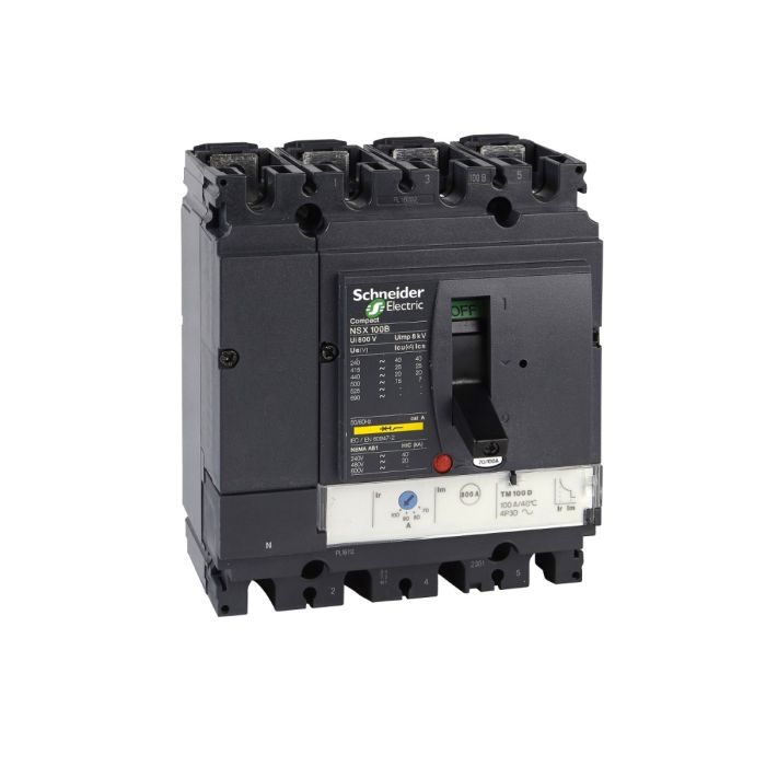 Circuit breaker, ComPact NSX100N, 50kA/415VAC, TMD trip unit 16A, 4 poles 4d main product photo