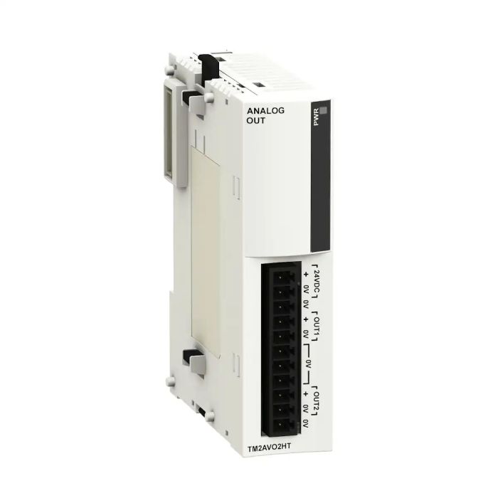 Analog output module, Modicon M238 logic controller, 2 outputs voltage, 1 removable screw terminal block main product photo