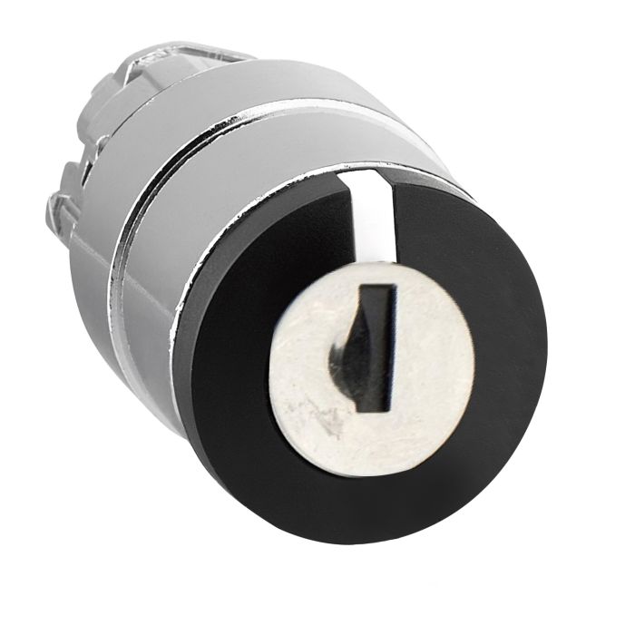 Head for key selector switch, Harmony XB4, metal, black, 22mm, key 455, 3 positions, spring return to center main product photo