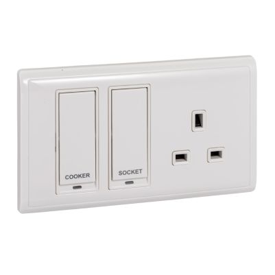 45A 250V Double Pole Switch with Neon+13A Switched Socket with neon