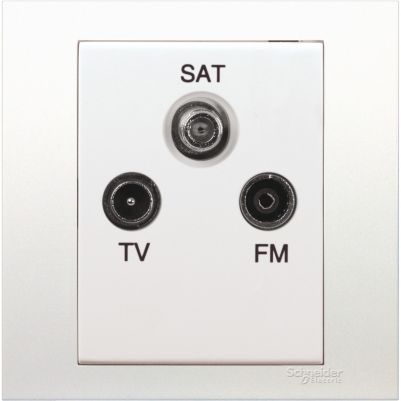 TV/FM/SAT socket, Vivace, without looping, 1 gang, white