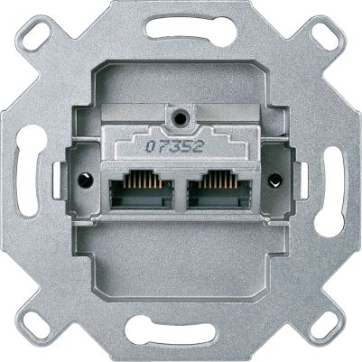 Data socket, Merten inserts, mechanism with fixing frame, RJ45 Cat6, inclined, LSA, white
