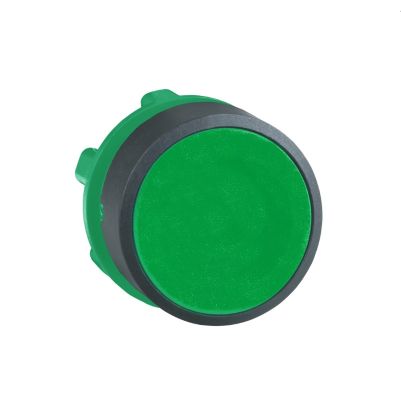 Push button head, Harmony XB5, plastic, flush, green, 22mm, spring return, unmarked