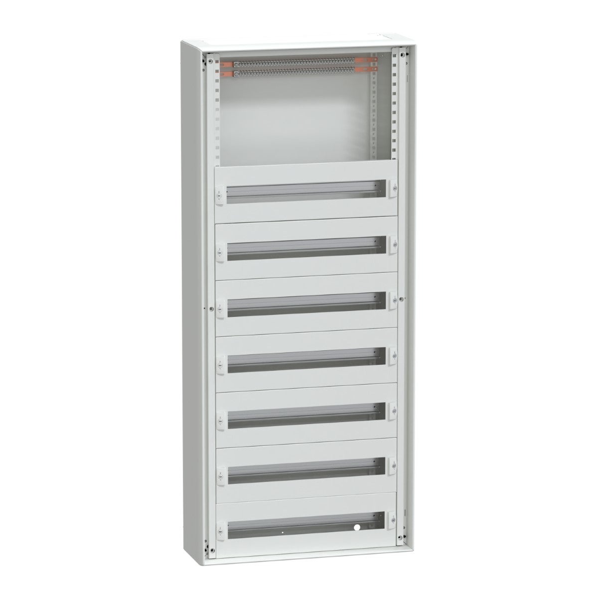 Enclosure, PrismaSeT G, for modular devices, wall mounted, W600mm, H1380mm (7R + incomer), IP30, with front plates, Pack 250