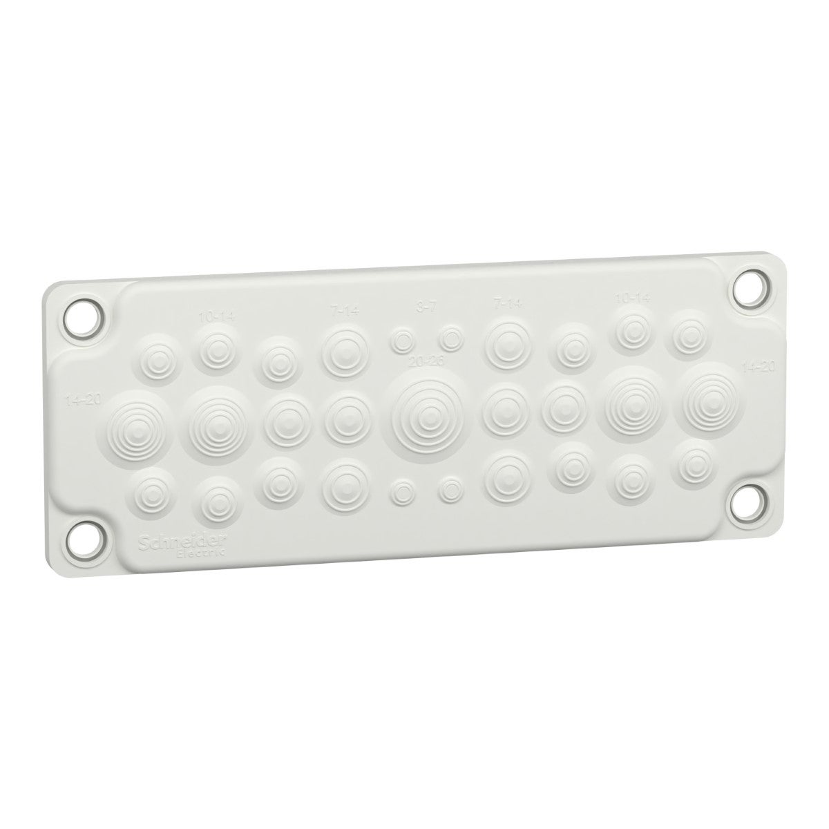 Gland plate, PrismaSeT G, membrane type, 29 entries with dia 5 to 26mm, Insulated, IP55, white, RAL 9003