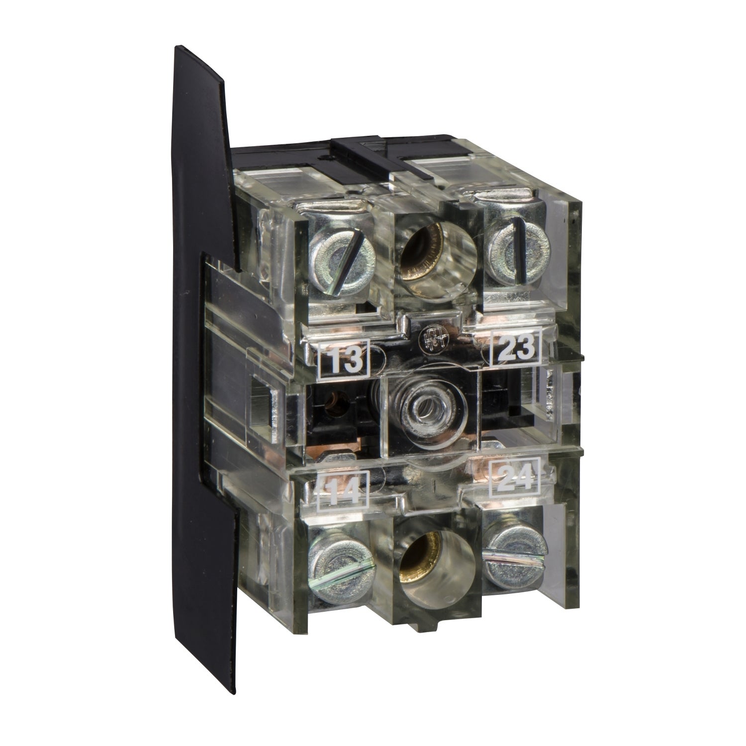 Single contact block, Harmony XAC, spring return, 2 speed, spring return, front mounting, 2NO