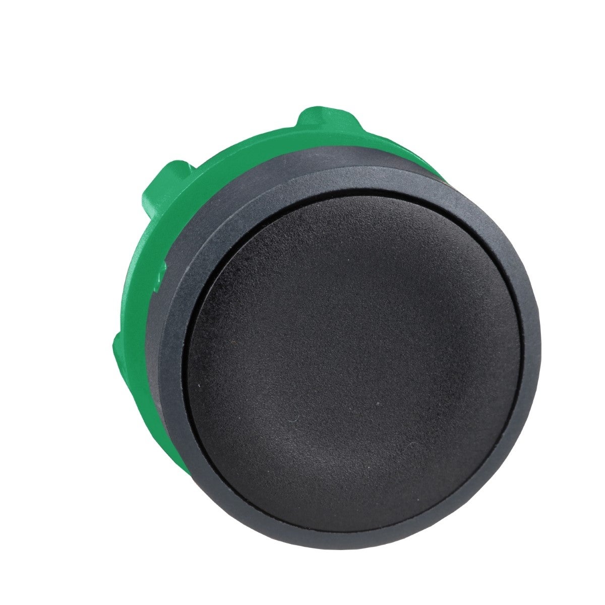 Push button head, Harmony XB5, plastic, flush, black, 22mm, spring return, unmarked