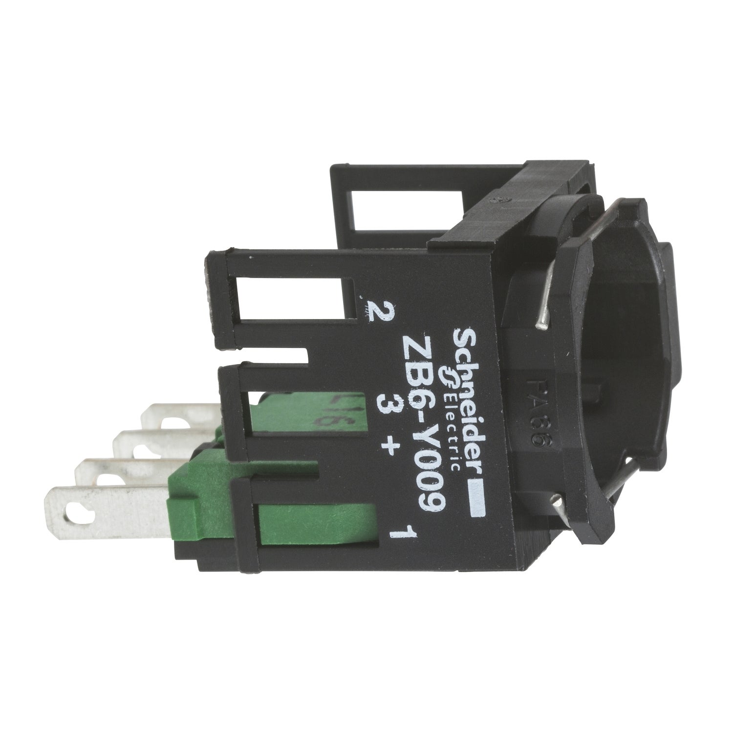 Complete body for push buttons or selector switches, Harmony XB6, single contact, with body fixing collar, faston connector, 2NO